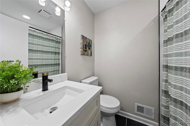 1121 Collingwood Dr, North Prince George, VA 23860 - bathroom with vanity, toilet, tile patterned floors, and curtained shower