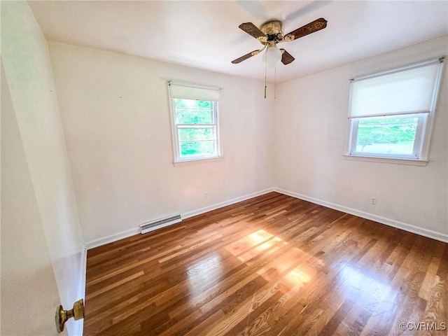 16121 Rowlett Rd, Chesterfield, VA 23838 - empty room featuring wood finished floors, baseboards, and ceiling fan
