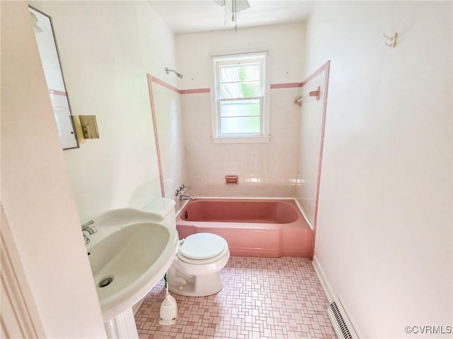 16121 Rowlett Rd, Chesterfield, VA 23838 - bathroom with toilet, washtub / shower combination, and a sink