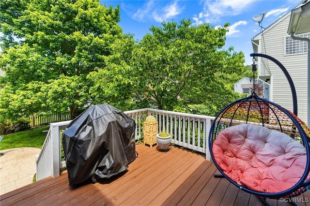 4824 Hilbay Ter, Moseley, VA 23120 - wooden deck featuring view of scattered trees and area for grilling
