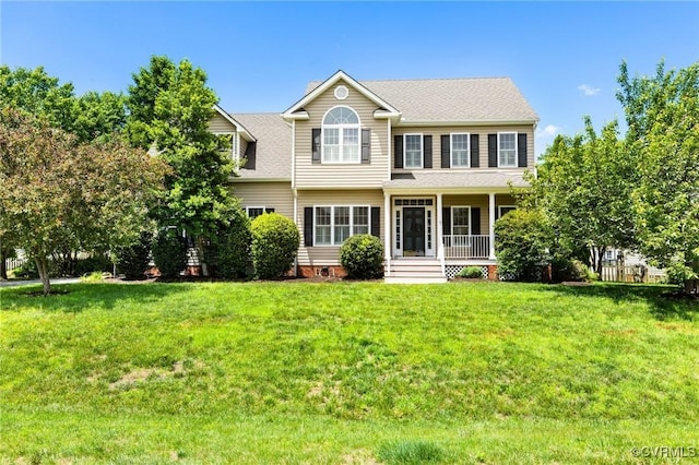 4824 Hilbay Ter, Moseley, VA 23120 - view of front facade with a porch, a front lawn, and a shingled roof