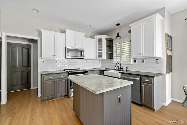 4824 Hilbay Ter, Moseley, VA 23120 - kitchen featuring appliances with stainless steel finishes, a sink, white cabinetry, gray cabinets, and recessed lighting