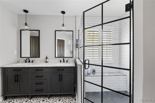 4824 Hilbay Ter, Moseley, VA 23120 - bathroom with a stall shower and double vanity