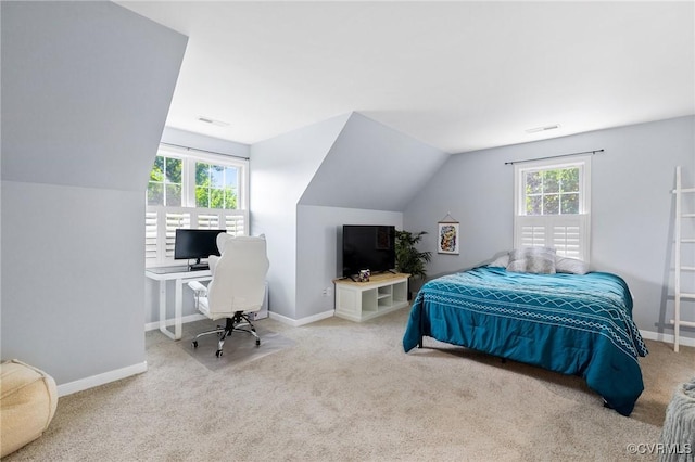 4824 Hilbay Ter, Moseley, VA 23120 - bedroom featuring multiple windows, lofted ceiling, carpet flooring, and baseboards