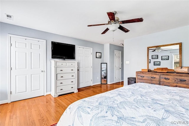 506 N 28th St, Richmond, VA 23223 - bedroom featuring light wood finished floors, a ceiling fan, and baseboards