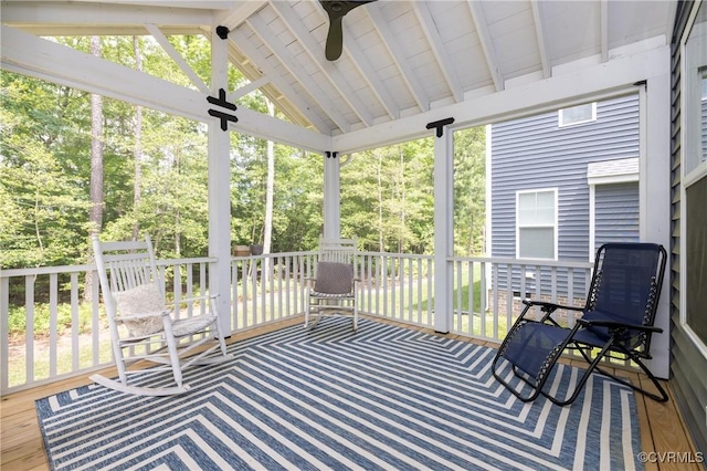 13042 Fieldfare Dr, Midlothian, VA 23112 - wooden terrace featuring ceiling fan and view of scattered trees