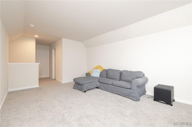 13042 Fieldfare Dr, Midlothian, VA 23112 - living area with vaulted ceiling, carpet flooring, baseboards, and recessed lighting