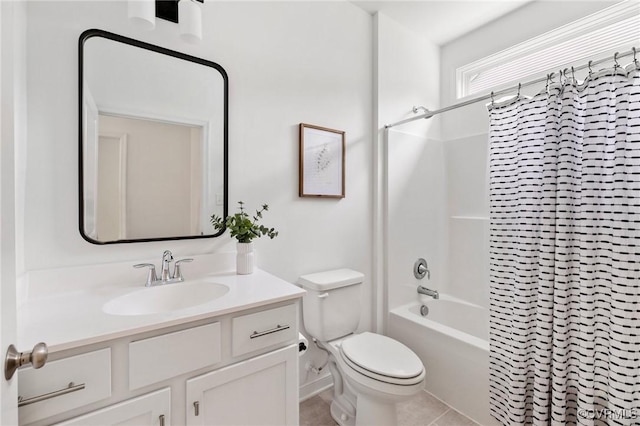 15637 Cedarville Dr, Midlothian, VA 23112 - bathroom featuring shower / bathtub combination with curtain, vanity, toilet, and tile patterned flooring