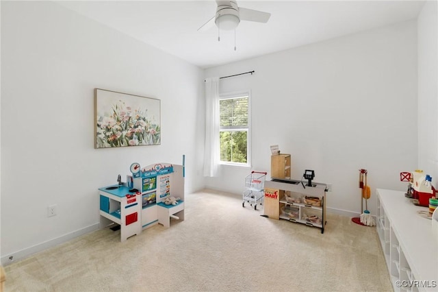 15637 Cedarville Dr, Midlothian, VA 23112 - recreation room featuring carpet flooring, a ceiling fan, and baseboards
