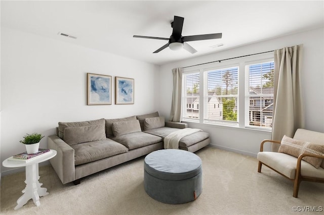 15637 Cedarville Dr, Midlothian, VA 23112 - carpeted living room featuring baseboards and a ceiling fan