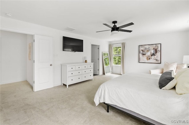 15637 Cedarville Dr, Midlothian, VA 23112 - bedroom with light carpet, a ceiling fan, and baseboards