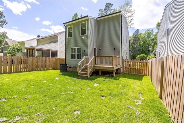 5415 Edgefield St, Henrico, VA 23227 - back of house with a deck, crawl space, and central air condition unit