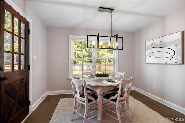 5415 Edgefield St, Henrico, VA 23227 - dining space featuring dark wood-style floors, baseboards, and healthy amount of natural light