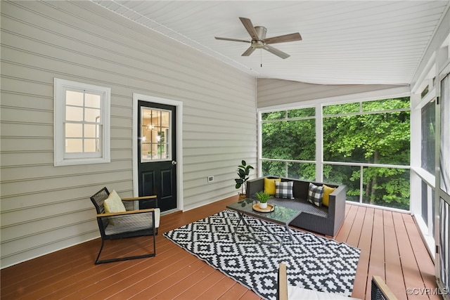 11320 Glendevon Rd, Chesterfield, VA 23838 - sunroom / solarium featuring lofted ceiling, ceiling fan, and an outdoor living space