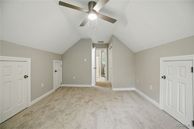 11320 Glendevon Rd, Chesterfield, VA 23838 - bonus room with light carpet, vaulted ceiling, a ceiling fan, and baseboards