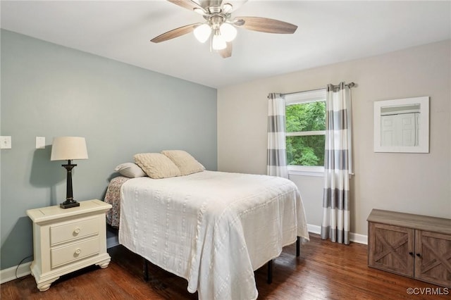 6286 Mcclellan Rd, Mechanicsville, VA 23111 - bedroom with dark wood-style floors, baseboards, and ceiling fan