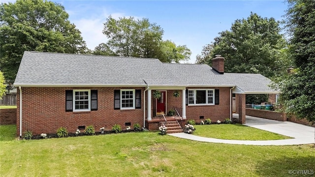 4019 Collingbourne Rd, Richmond, VA 23235 - view of front of property with a shingled roof, brick siding, and a chimney