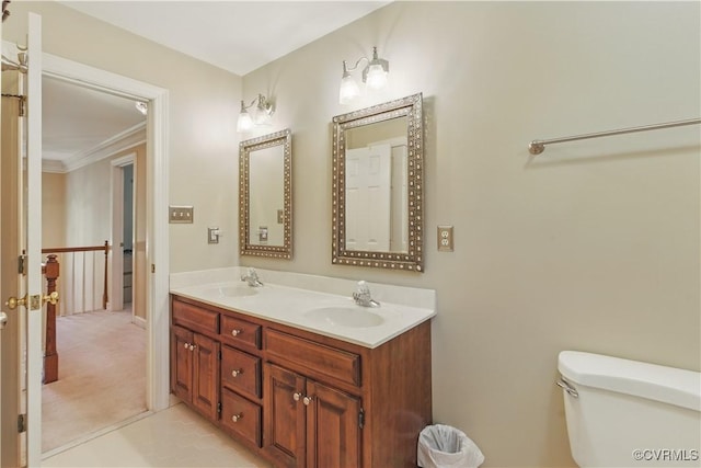 11424 Shellharbor Ct, Chesterfield, VA 23838 - full bath featuring double vanity, toilet, and ornamental molding