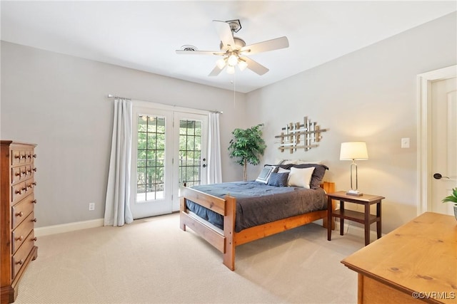 13519 Pungo Ct, Chesterfield, VA 23838 - bedroom with access to outside, light carpet, baseboards, and a ceiling fan