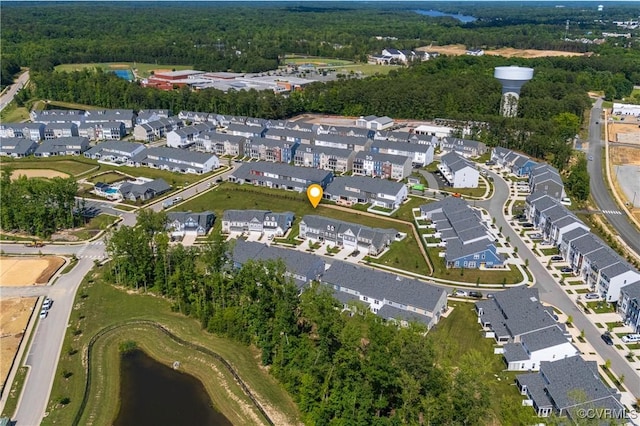 7025 Leire Dr, Chester, VA 23832 - aerial view of property's location with a large body of water, a heavily wooded area, and nearby suburban area