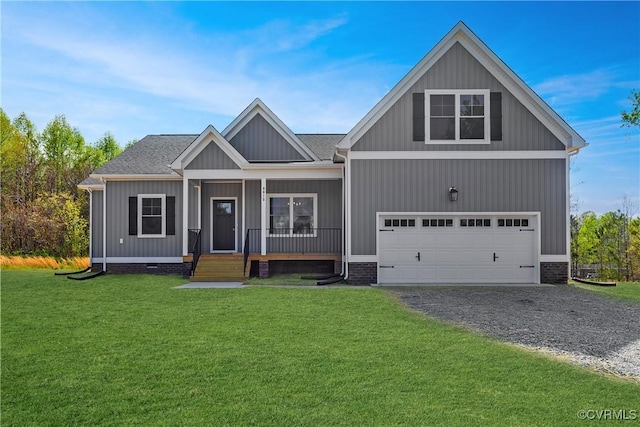 1343 Buckners Ln, Mineral, VA 23117 - view of front of property featuring covered porch, a front lawn, gravel driveway, crawl space, and a shingled roof