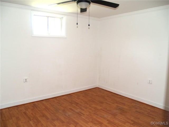 11001 Old Church Rd, New Kent, VA 23124 - spare room with a ceiling fan, wood finished floors, baseboards, and ornamental molding