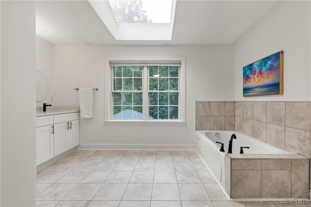 13908 Sunrise Bluff Rd, Midlothian, VA 23112 - full bath with vanity, a bath, and a skylight