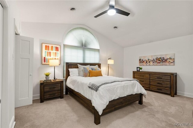 13908 Sunrise Bluff Rd, Midlothian, VA 23112 - carpeted bedroom with lofted ceiling and a ceiling fan