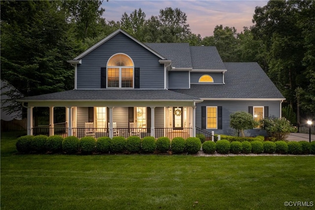 13908 Sunrise Bluff Rd, Midlothian, VA 23112 - view of front of house featuring a lawn, covered porch, and roof with shingles