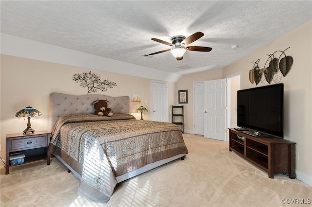 12300 Wynnstay Ln, Chesterfield, VA 23838 - bedroom with light colored carpet, baseboards, ceiling fan, and a textured ceiling