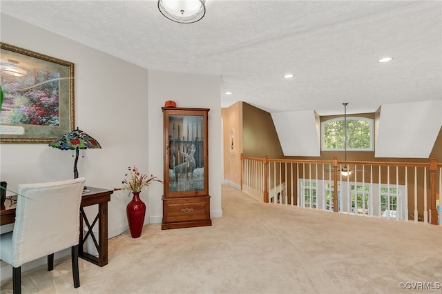 12300 Wynnstay Ln, Chesterfield, VA 23838 - office area with carpet flooring, a textured ceiling, recessed lighting, and baseboards