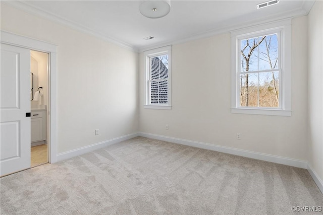 1570 Huntington Woods Trl, Powhatan, VA 23139 - unfurnished bedroom featuring light carpet, crown molding, baseboards, and ensuite bathroom