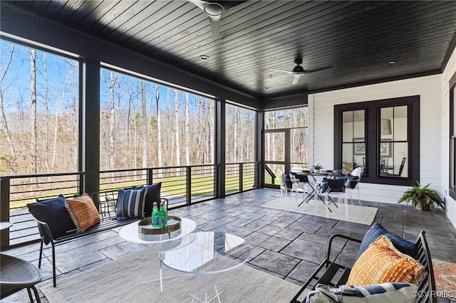 1570 Huntington Woods Trl, Powhatan, VA 23139 - sunroom featuring ceiling fan, french doors, and plenty of natural light