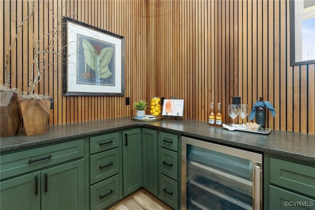 1570 Huntington Woods Trl, Powhatan, VA 23139 - indoor dry bar with wine cooler and wood walls