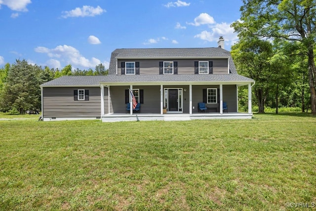 16619 Jefferson Hwy, Bumpass, VA 23024 - view of front of home featuring a front yard, a porch, a chimney, and a shingled roof