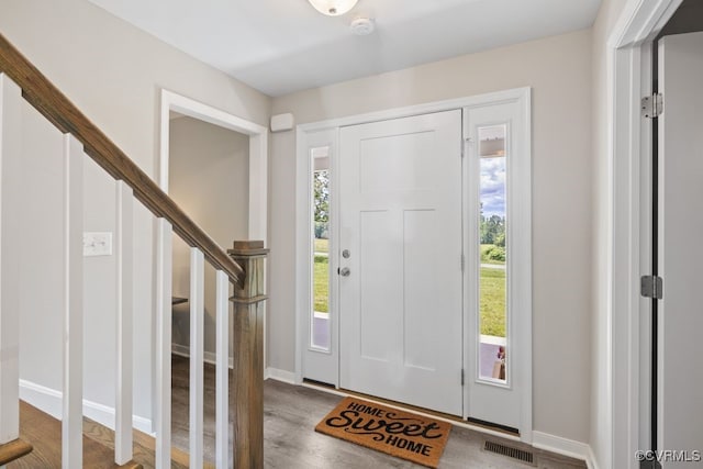 16619 Jefferson Hwy, Bumpass, VA 23024 - foyer entrance with wood finished floors, stairs, and baseboards