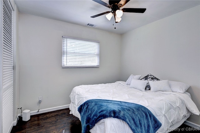 704 Athens Ave, Hampton, VA 23669 - bedroom featuring baseboards, wood finished floors, and a ceiling fan