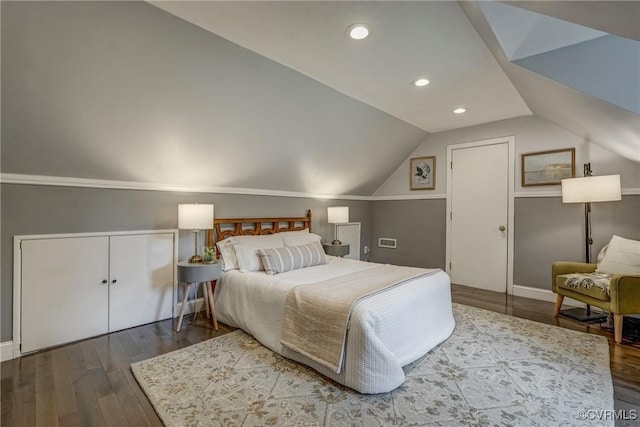 7400 Westfield Rd, Henrico, VA 23226 - bedroom with lofted ceiling, wood finished floors, and recessed lighting