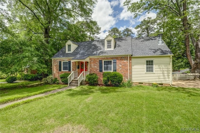 7400 Westfield Rd, Henrico, VA 23226 - cape cod-style house featuring a front yard, brick siding, and roof with shingles