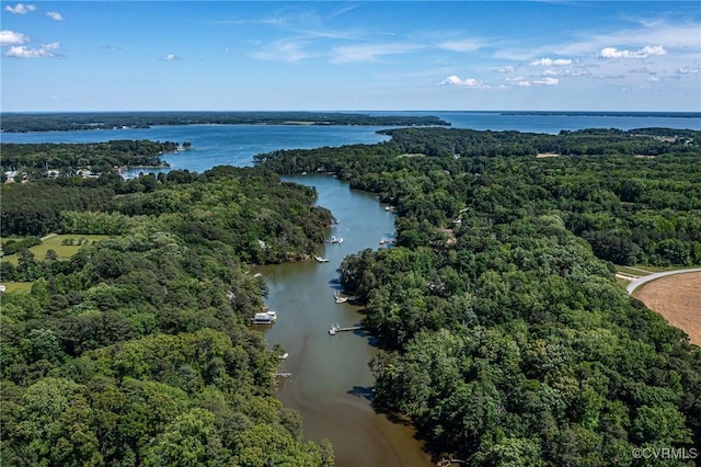 583 Slabtown Rd, Lancaster, VA 22503 - drone / aerial view of a nearby body of water and a heavily wooded area