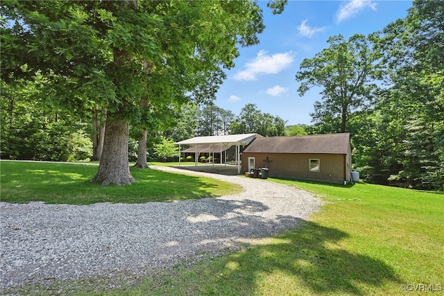 14401 Doctors Creek Rd, Lanexa, VA 23089 - view of front of property featuring driveway, a front lawn, and a detached carport