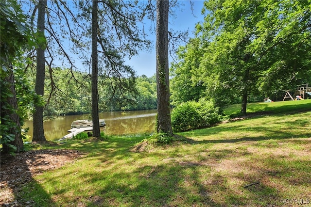 14401 Doctors Creek Rd, Lanexa, VA 23089 - view of grassy yard featuring a water view and a forest view