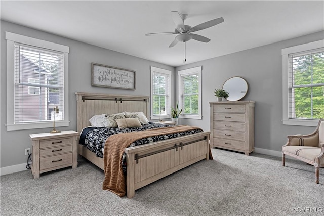 16319 Aklers Pl, Moseley, VA 23832 - bedroom with light carpet, baseboards, and a ceiling fan