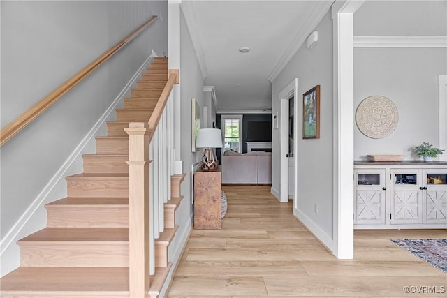 16319 Aklers Pl, Moseley, VA 23832 - stairway with ornamental molding, wood finished floors, and baseboards