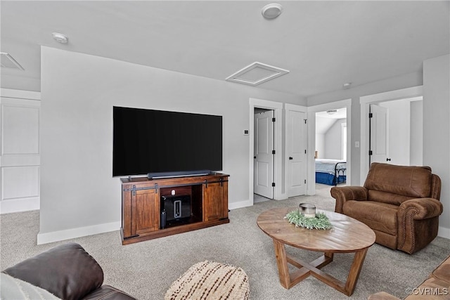 16319 Aklers Pl, Moseley, VA 23832 - living room with attic access, carpet flooring, and baseboards