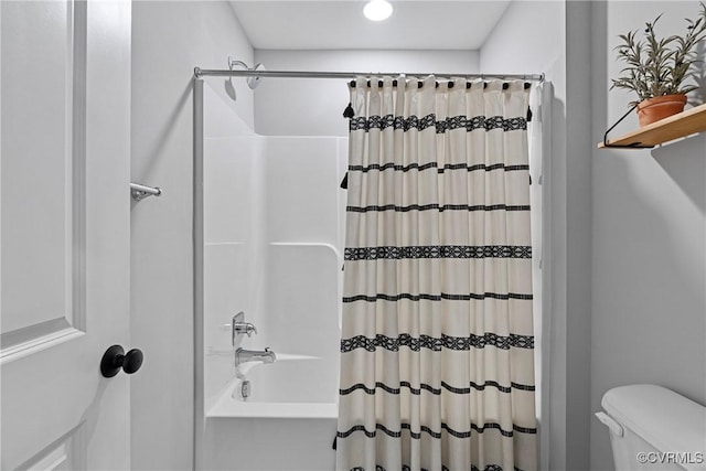 16319 Aklers Pl, Moseley, VA 23832 - bathroom with toilet and shower / bath combination with curtain