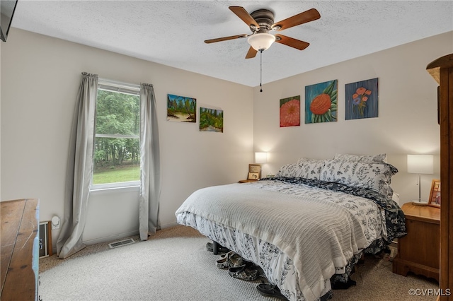 24390 Genito Rd, Amelia Courthouse, VA 23002 - bedroom featuring carpet floors, a textured ceiling, ceiling fan, and baseboards