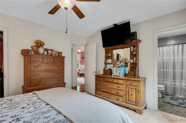 24390 Genito Rd, Amelia Courthouse, VA 23002 - bedroom with light carpet, ensuite bathroom, and a ceiling fan