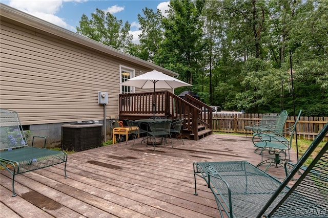 24390 Genito Rd, Amelia Courthouse, VA 23002 - wooden terrace featuring central air condition unit and view of wooded area