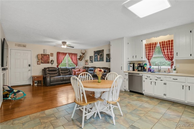 24390 Genito Rd, Amelia Courthouse, VA 23002 - dining area with a textured ceiling and ceiling fan